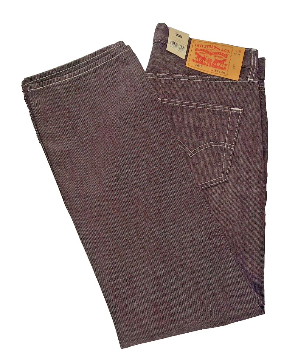 Levi's 501 Original Shrink To Fit Jeans Mens 34x30 Brown Contrast Stitch NWT $85